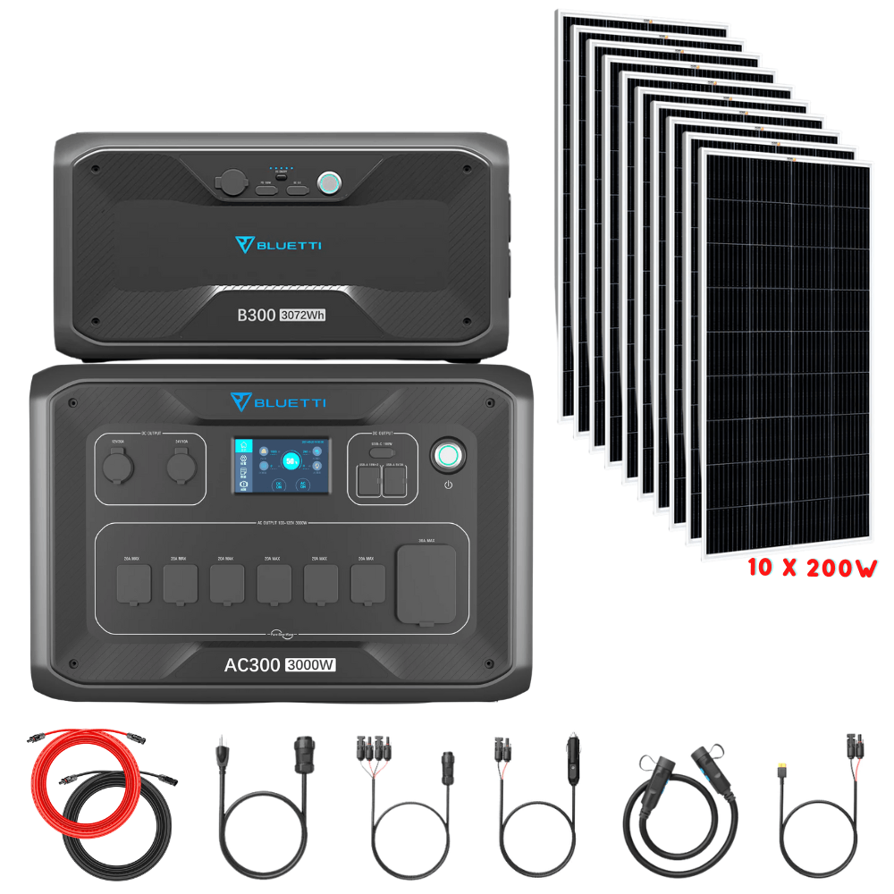 Bluetti AC300 Inverter Module + B300 Batteries + Solar Panels Complete Solar Generator Kit - BP-AC300+B300[1]+RS-M200[10]+RS-50102[2] - Avanquil