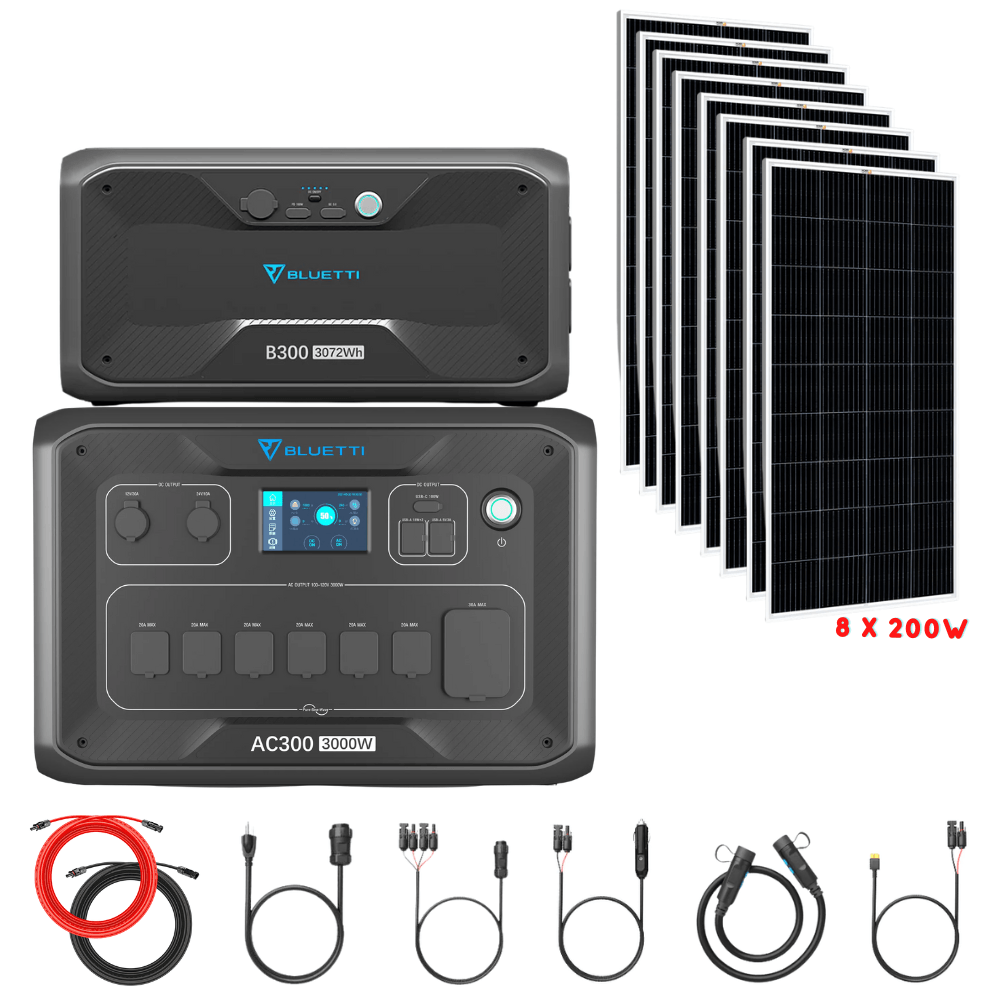 Bluetti AC300 Inverter Module + B300 Batteries + Solar Panels Complete Solar Generator Kit - BP-AC300+B300[1]+RS-M200[8]+RS-50102[2] - Avanquil