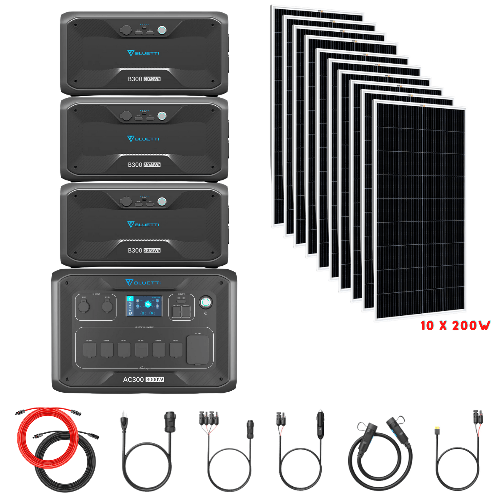 Bluetti AC300 Inverter Module + B300 Batteries + Solar Panels Complete Solar Generator Kit - BP-AC300+B300[3]+RS-M200[10]+RS-50102[2] - Avanquil