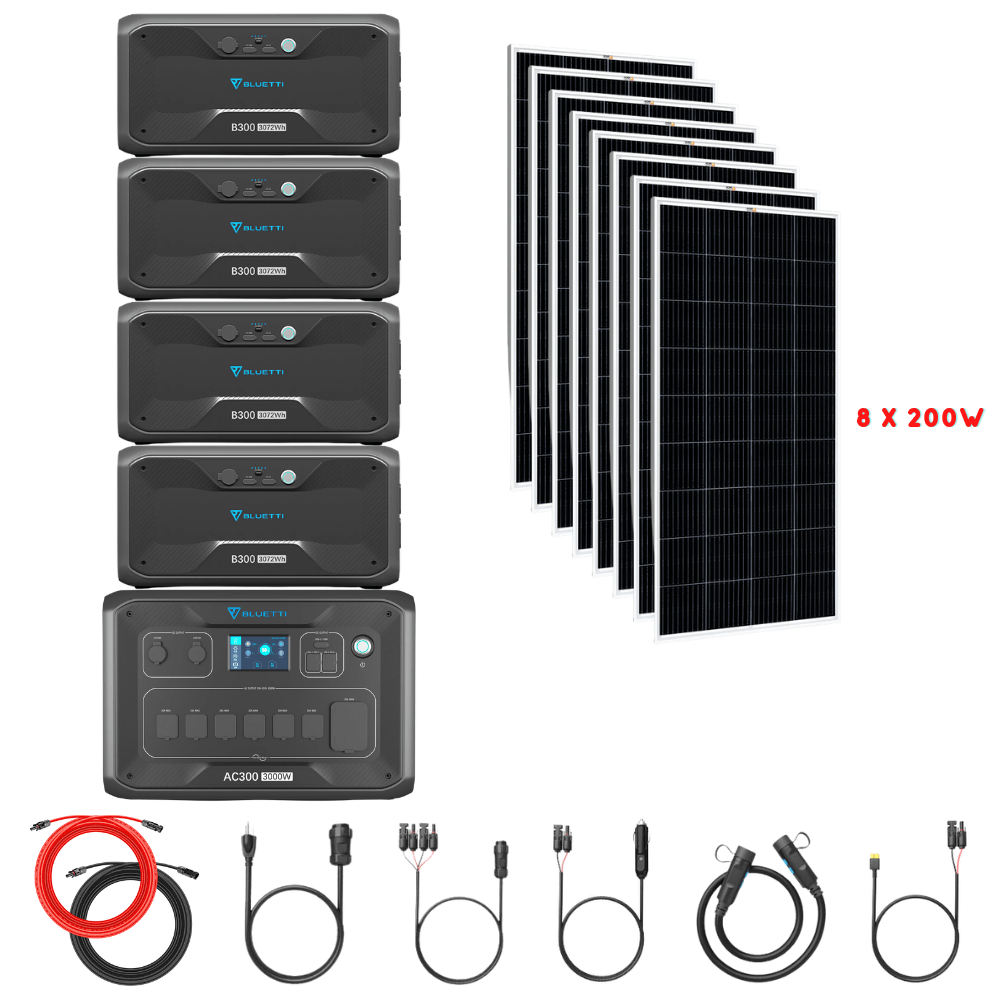 Bluetti AC300 Inverter Module + B300 Batteries + Solar Panels Complete Solar Generator Kit - BP-AC300+B300[4]+RS-M200[8]+RS-50102[2] - Avanquil