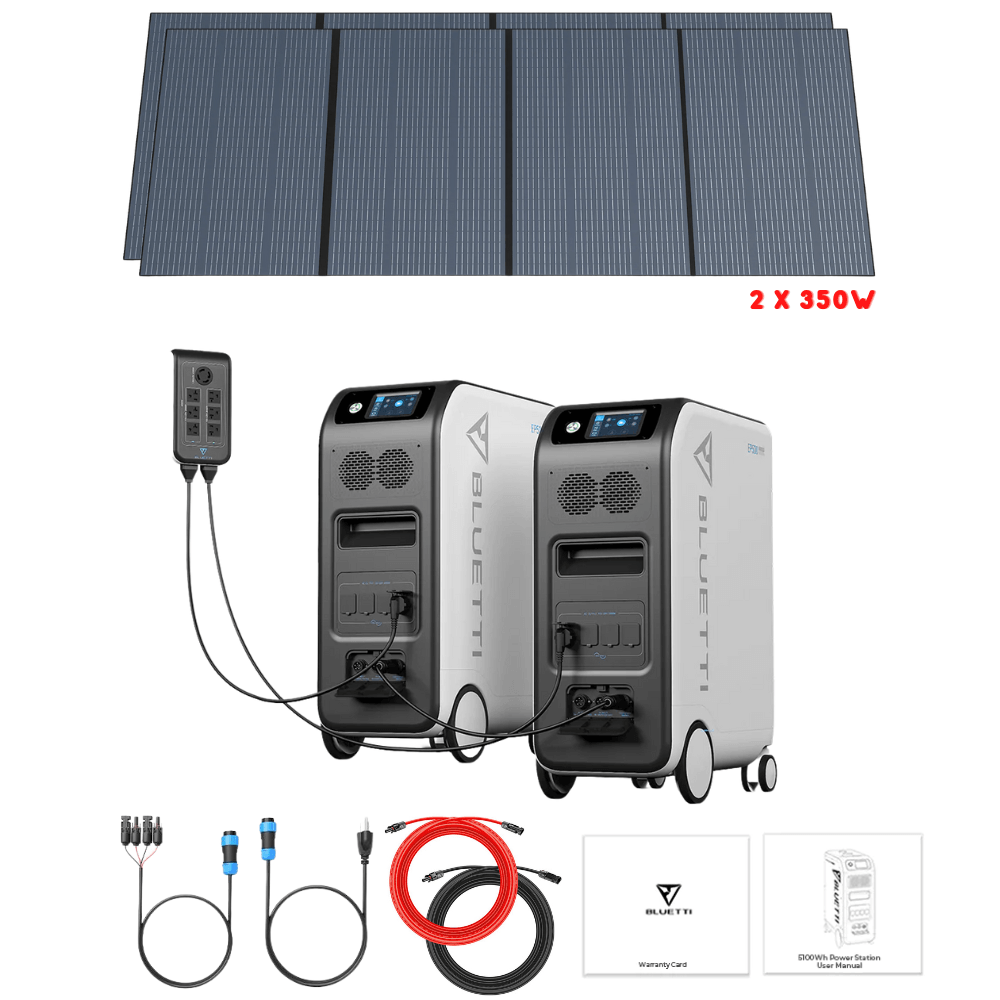 Bluetti [DUAL] EP500 4,000W 10,200Wh 120/240V Output + Solar Panels Complete Solar Generator Kit - BP-EP500[2]+BP-P020A+PV350[2]+RS-50102[2] - Avanquil
