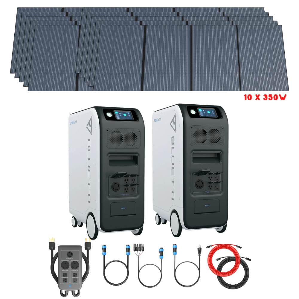 Bluetti [DUAL] EP500 PRO 6,000W 10,200Wh + Solar Panels Complete Solar Generator Kit - BP-EP500PRO[2]+BP-P030A+PV350[10]+RS-50102[4] - Avanquil