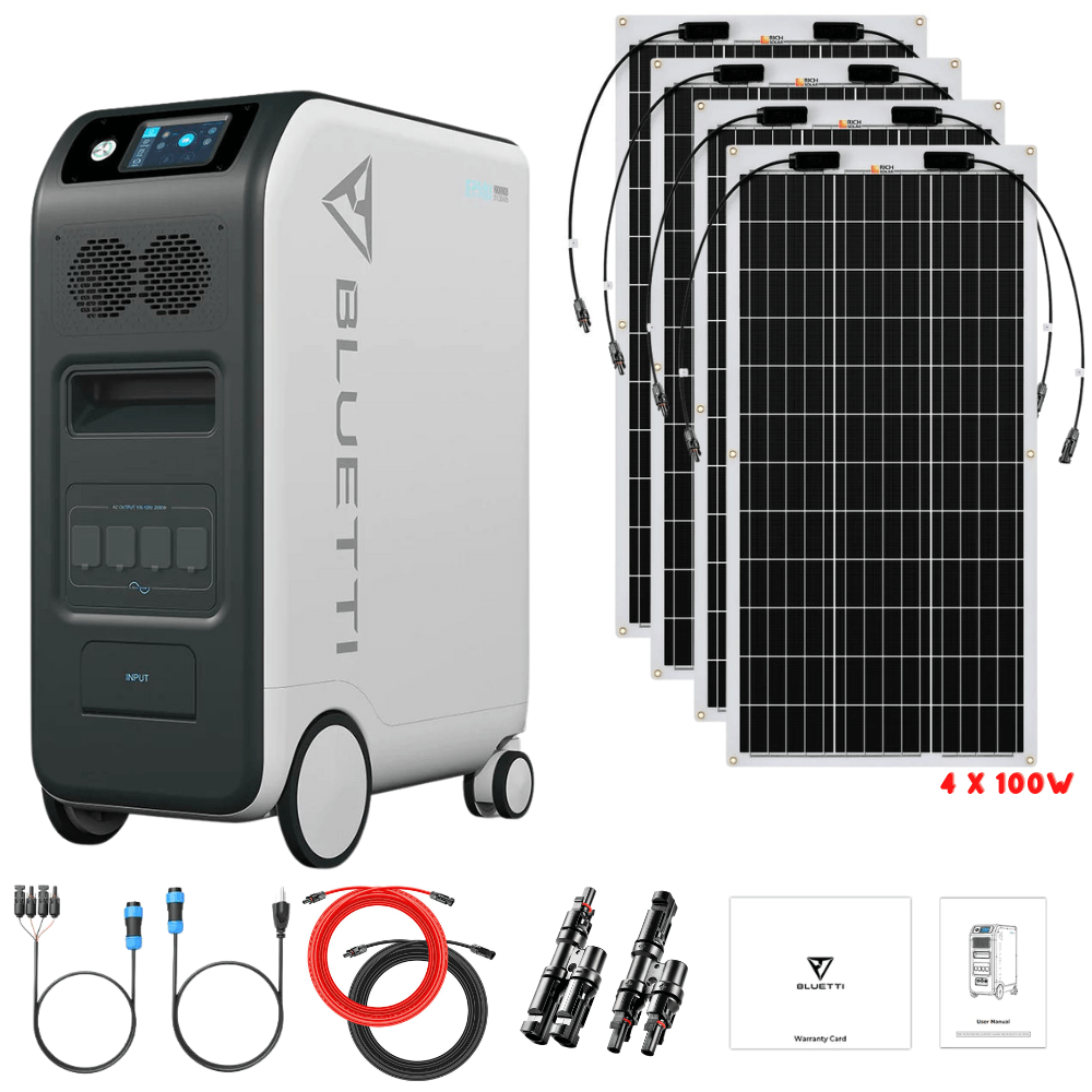 Bluetti EP500 2,000W 5,100Wh + Solar Panels Complete Solar Generator Kit - BP-EP500+RS-F100[4]+RS-50102-T2 - Avanquil