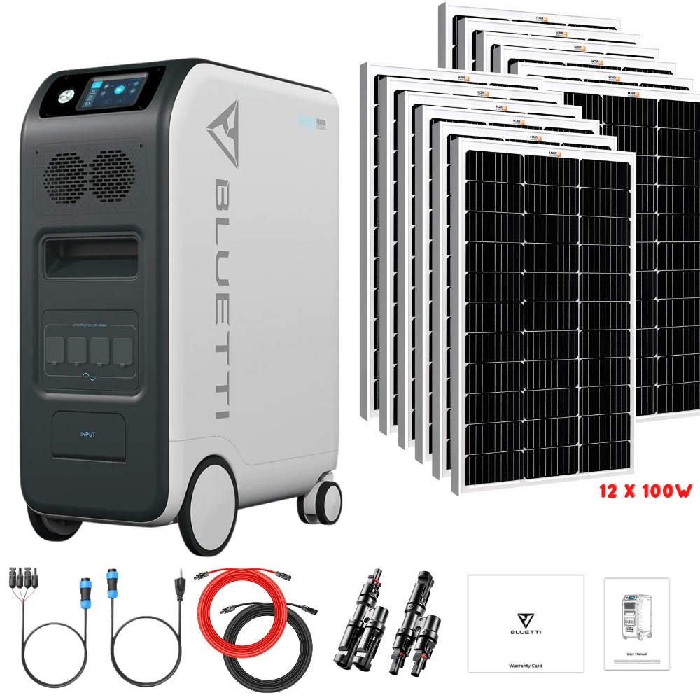 Bluetti EP500 2,000W 5,100Wh + Solar Panels Complete Solar Generator Kit - BP-EP500+RS-M100[12]+RS-50102-T2 - Avanquil
