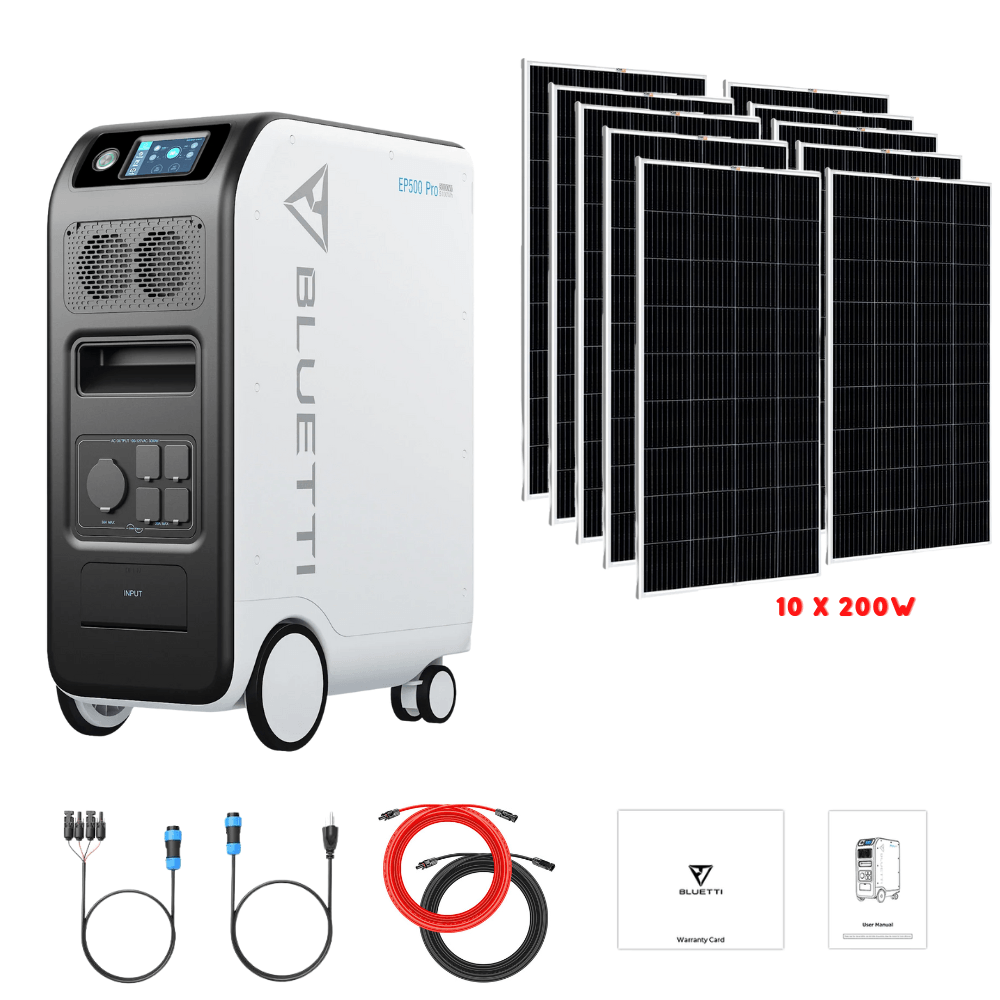 Bluetti EP500 PRO 3000W 5100Wh + Solar Panels Complete Solar Generator Kit - BP-EP500PRO+RS-M200[10]+RS-50102[2] - Avanquil