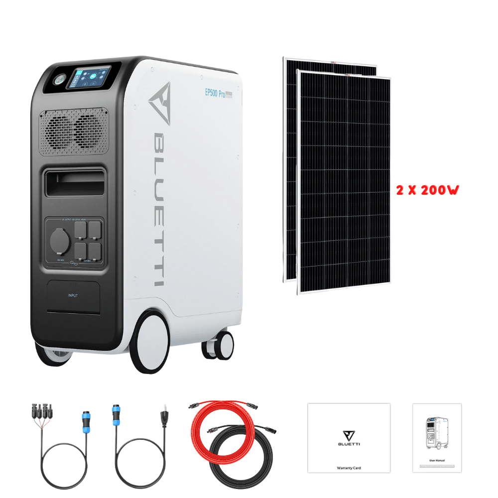 Bluetti EP500 PRO 3000W 5100Wh + Solar Panels Complete Solar Generator Kit - BP-EP500PRO+RS-M200[2]+RS-50102 - Avanquil
