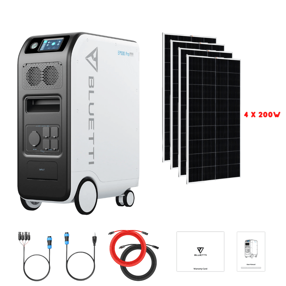 Bluetti EP500 PRO 3000W 5100Wh + Solar Panels Complete Solar Generator Kit - BP-EP500PRO+RS-M200[4]+RS-50102 - Avanquil