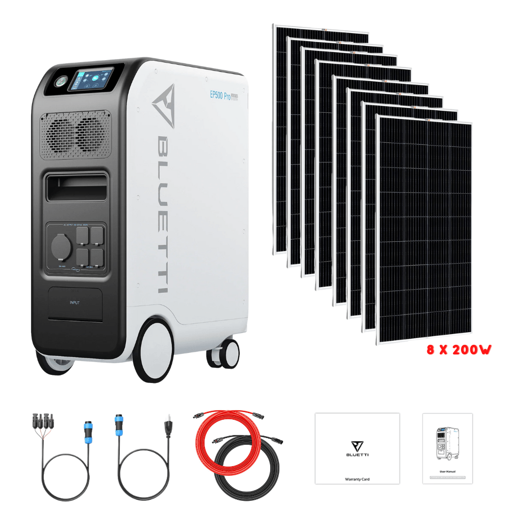 Bluetti EP500 PRO 3000W 5100Wh + Solar Panels Complete Solar Generator Kit - BP-EP500PRO+RS-M200[8]+RS-50102[2] - Avanquil