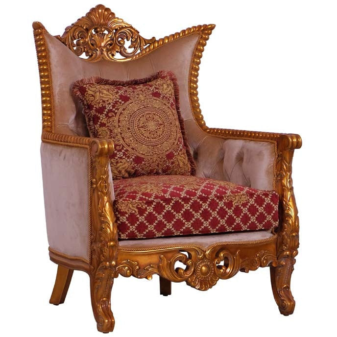 European Furniture - Modigliani 3 Piece Luxury Living Room Set in Red and Gold - 31058-S2C - New Star Living