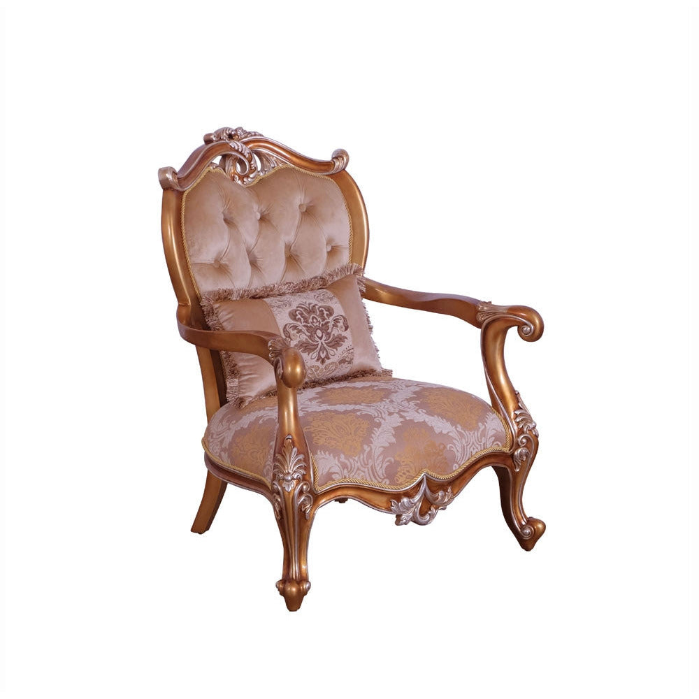 European Furniture - Augustus 2 Piece Luxury Sofa Set in Light Gold & Antique Silver - 37057-SC - New Star Living