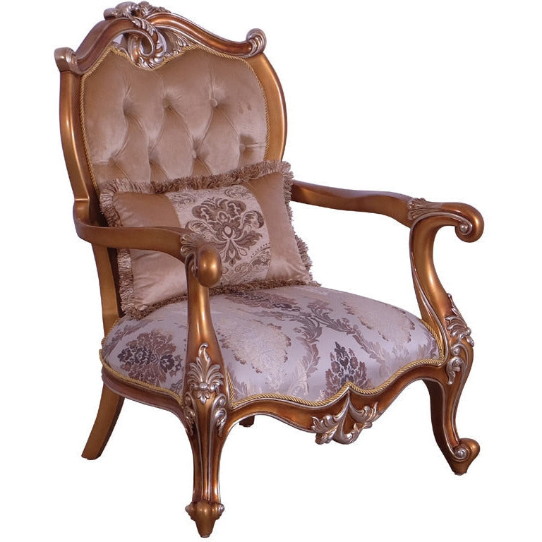 European Furniture - Augustus II Luxury Chair in Light Gold & Antique Silver - 37059-C - New Star Living