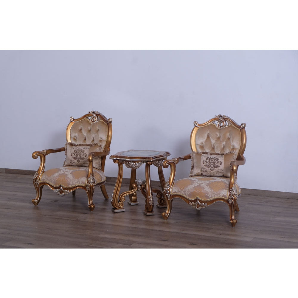 European Furniture - Augustus 3 Piece Luxury Living Room Set in Light Gold & Antique Silver - 37057-SLC - New Star Living
