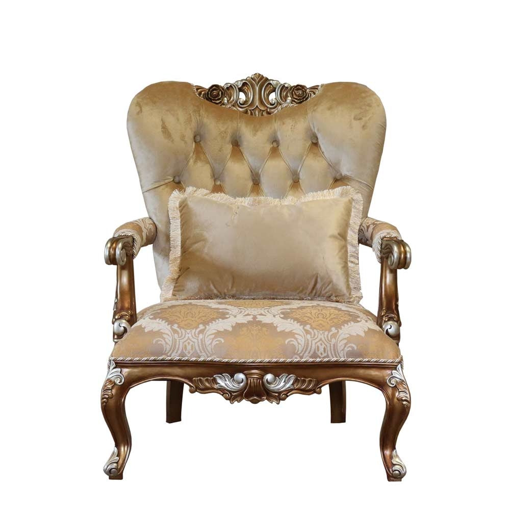 European Furniture - Emporior Luxury Chair in Golden Brown with Antique Silver - 44753-C - New Star Living