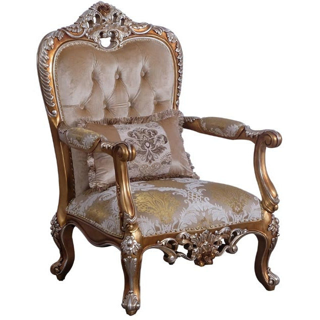 European Furniture - Saint Germain 2 Piece Luxury Sofa Set in Light Gold & Antique Silver - 35550-SC - New Star Living