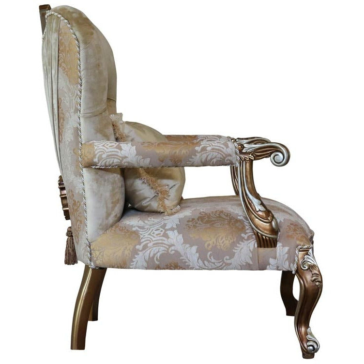 European Furniture - Emporior 2 Piece Luxury Sofa Set in Golden Brown with Antique Silver - 44753-SL - New Star Living