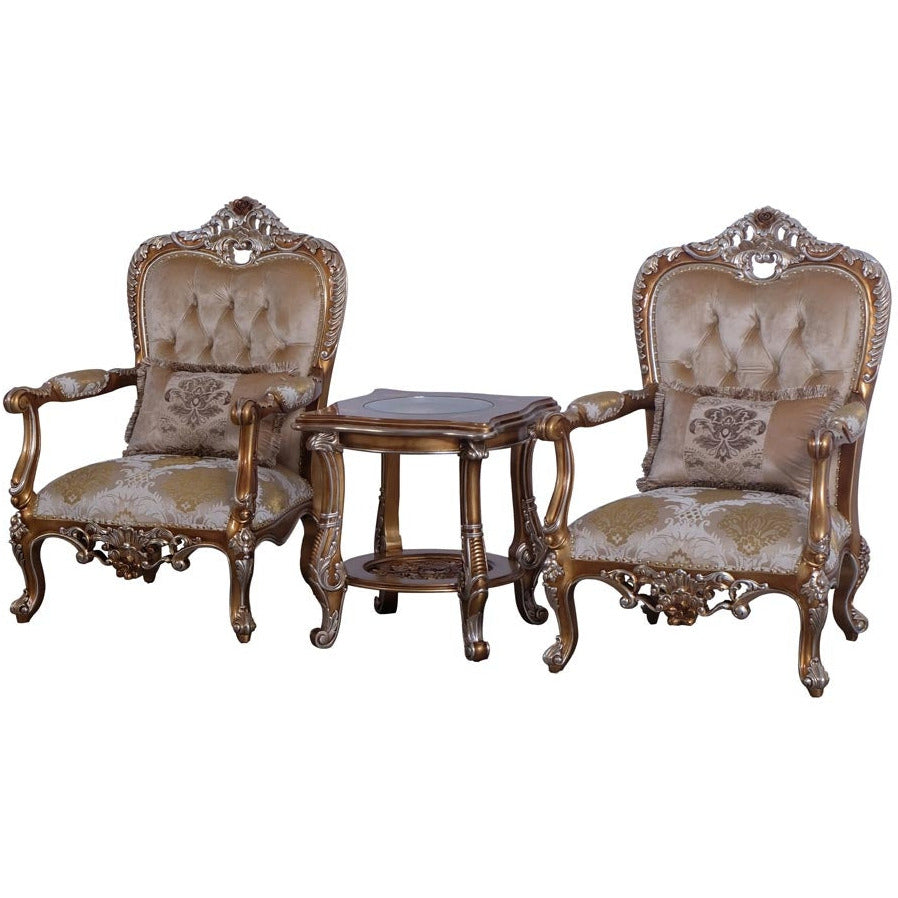 European Furniture - Saint Germain Luxury Chair in Light Gold & Antique Silver - 35550-C - New Star Living