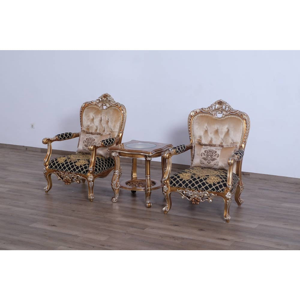 European Furniture - Saint Germain II Luxury Chair in Light Gold & Antique Silver - 35552-C - New Star Living