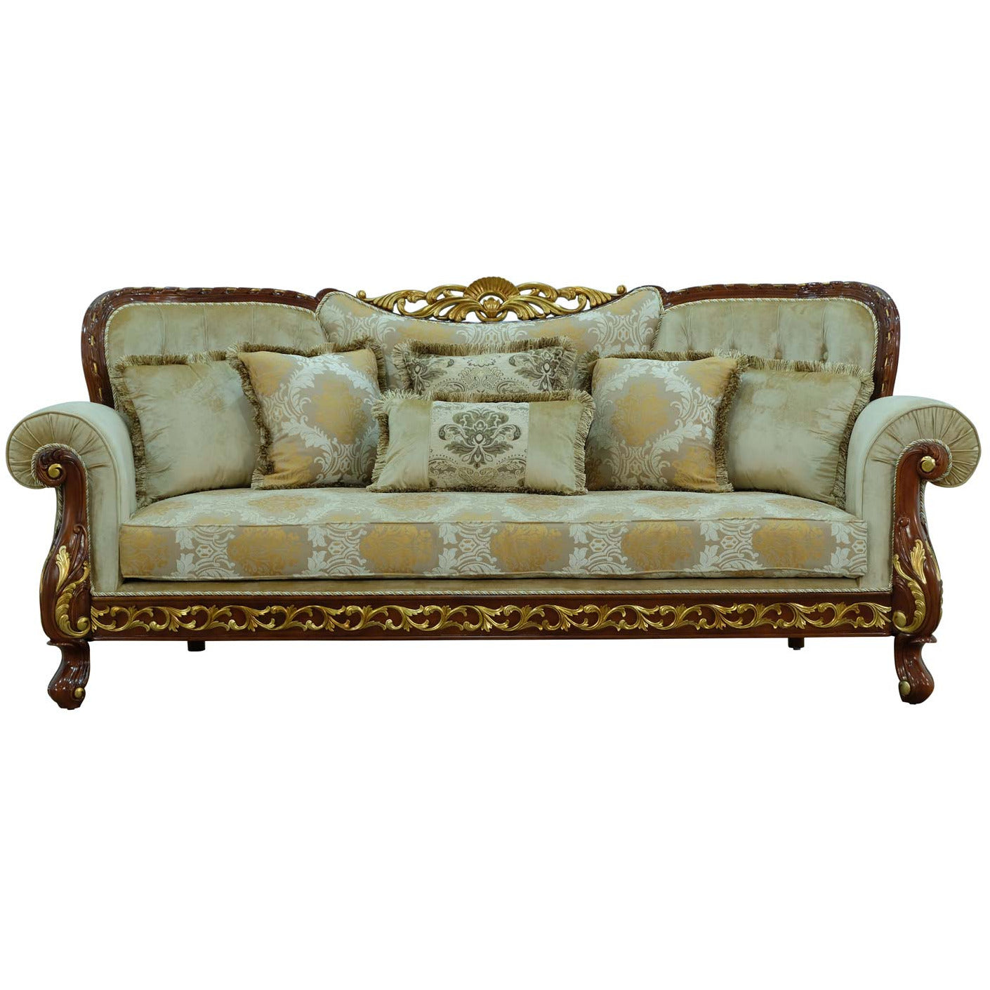 European Furniture - Fantasia II Sofa in Gold-Brown - 40019-S - New Star Living