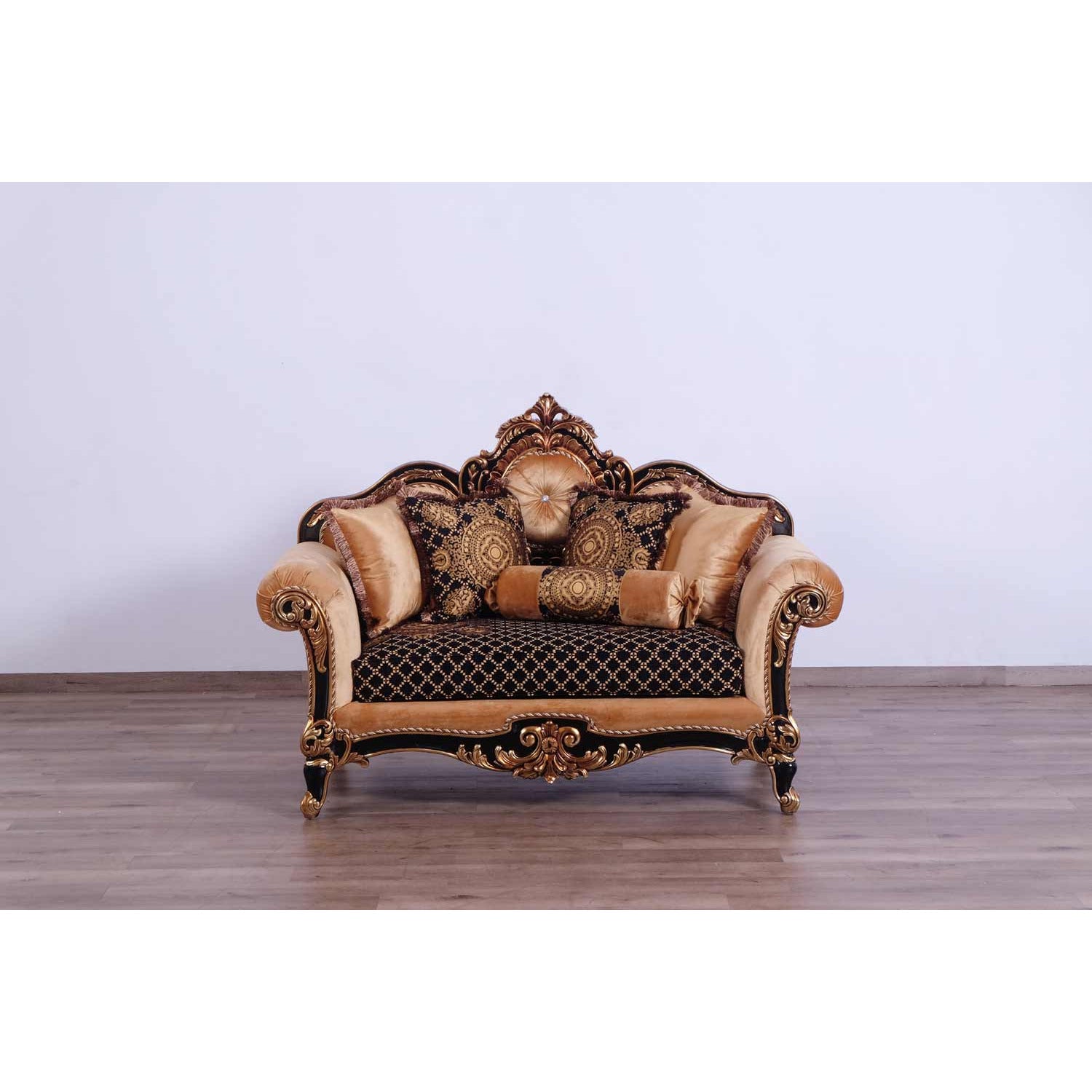 European Furniture - Raffaello 2 Piece Living Room Set in Black Gold - 41024-2SET - New Star Living