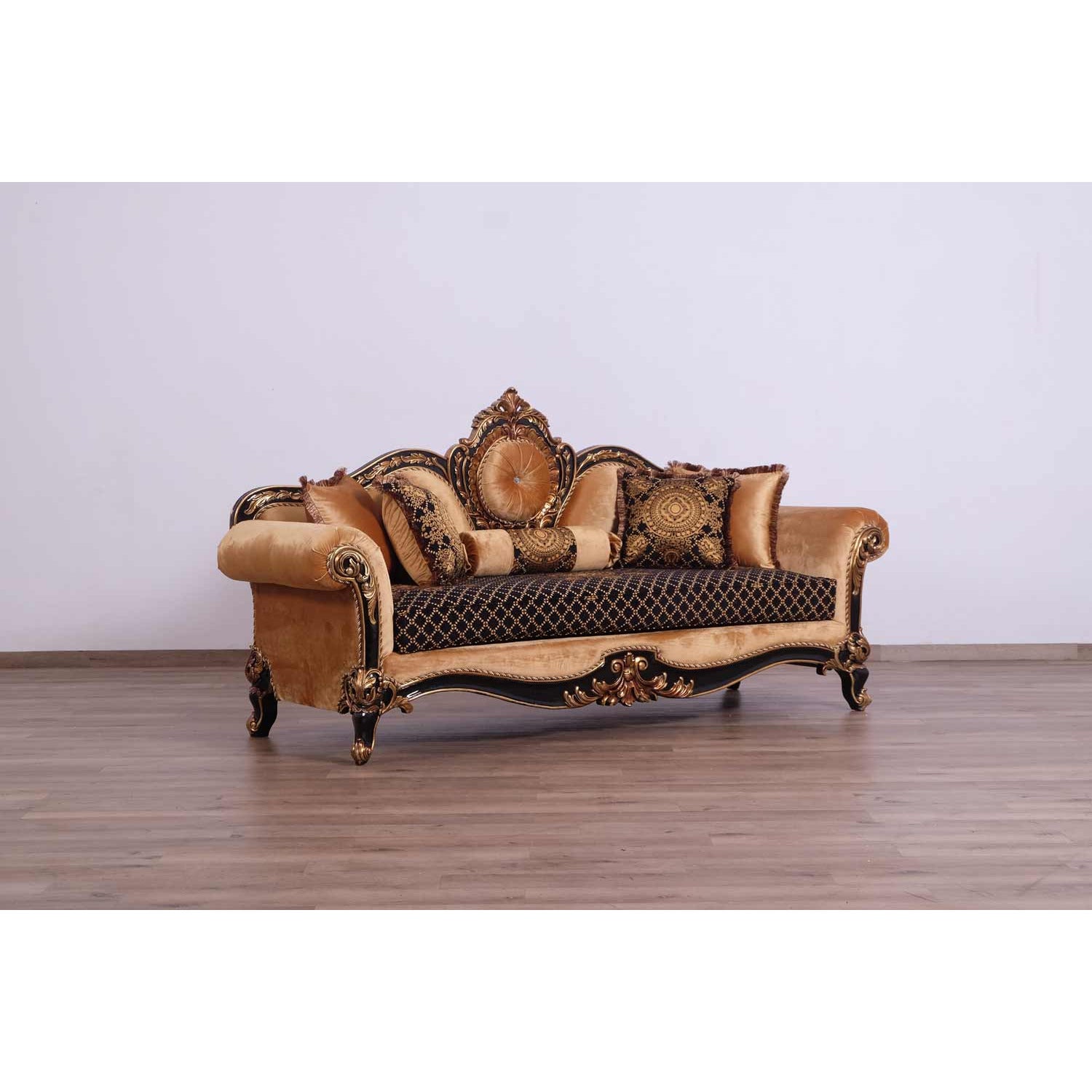 European Furniture - Raffaello 3 Piece Living Room Set in Black Gold - 41024-3SET - New Star Living