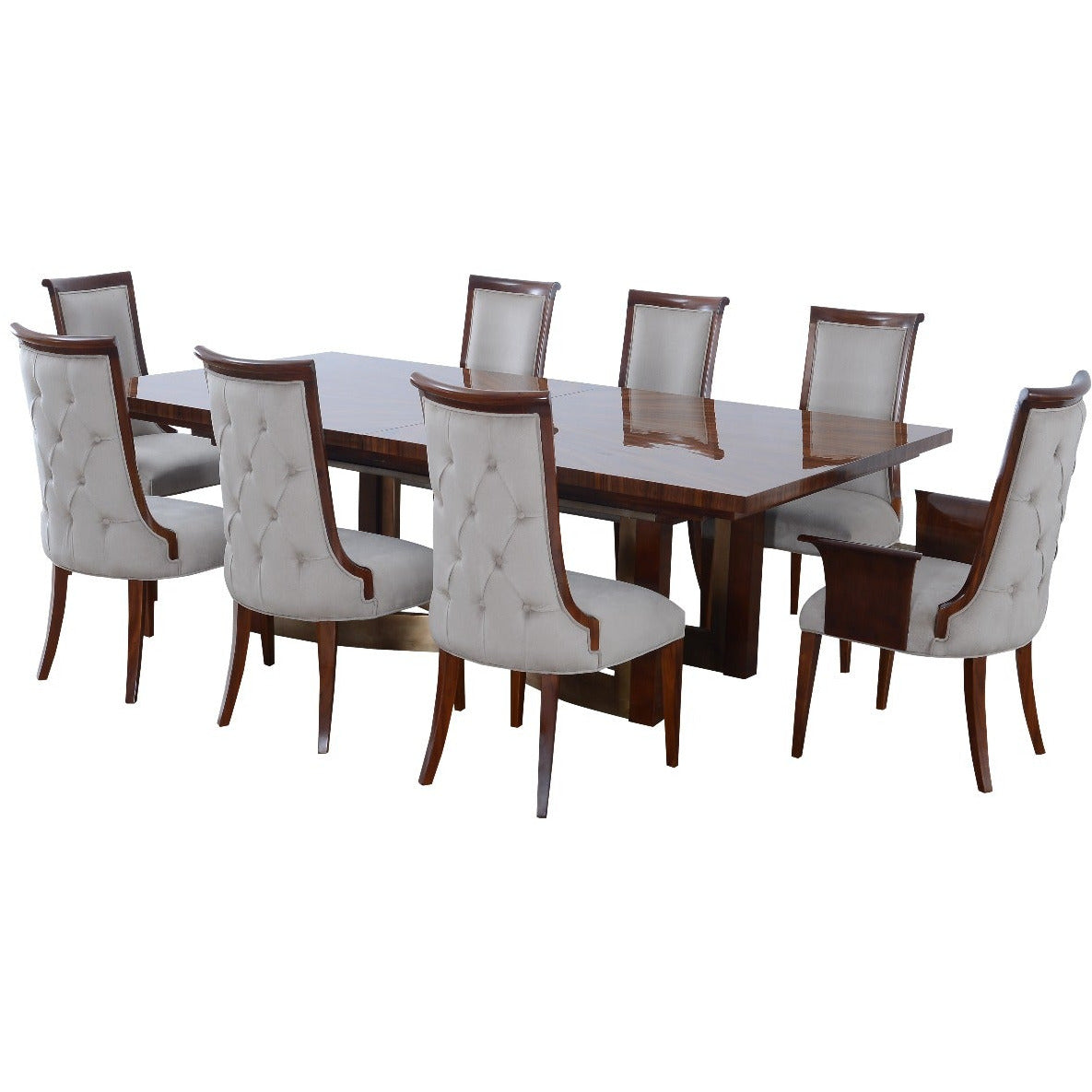 European Furniture - Glamour 9 Piece Dining Room Set in Brown - 56015-9SET - New Star Living