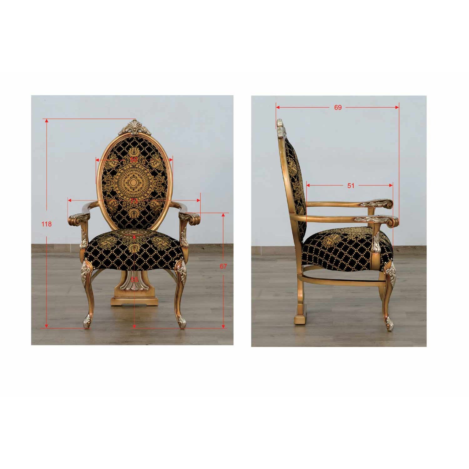 European Furniture - Emperador 11 Piece Dining Room Set in Black and Gold - 42034-11SET - New Star Living