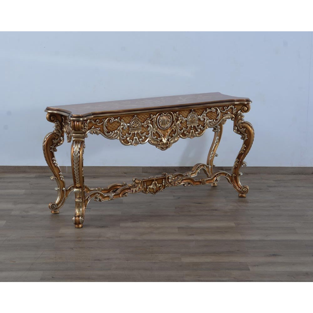 European Furniture - Saint Germain Luxury Console Table in Light Gold & Antique Silver - 35550-ST - New Star Living