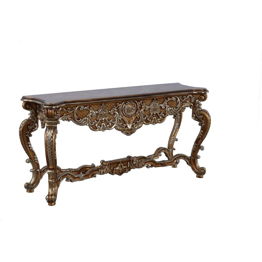 European Furniture - Saint Germain Luxury Console Table in Light Gold & Antique Silver - 35550-ST - New Star Living