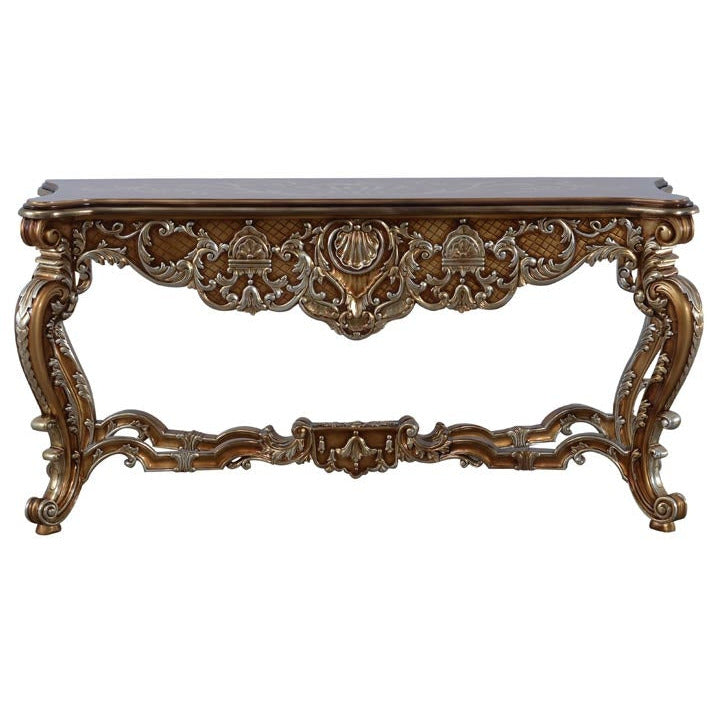 European Furniture - Saint Germain II Luxury Console Table in Light Gold & Antique Silver - 35552-ST - New Star Living