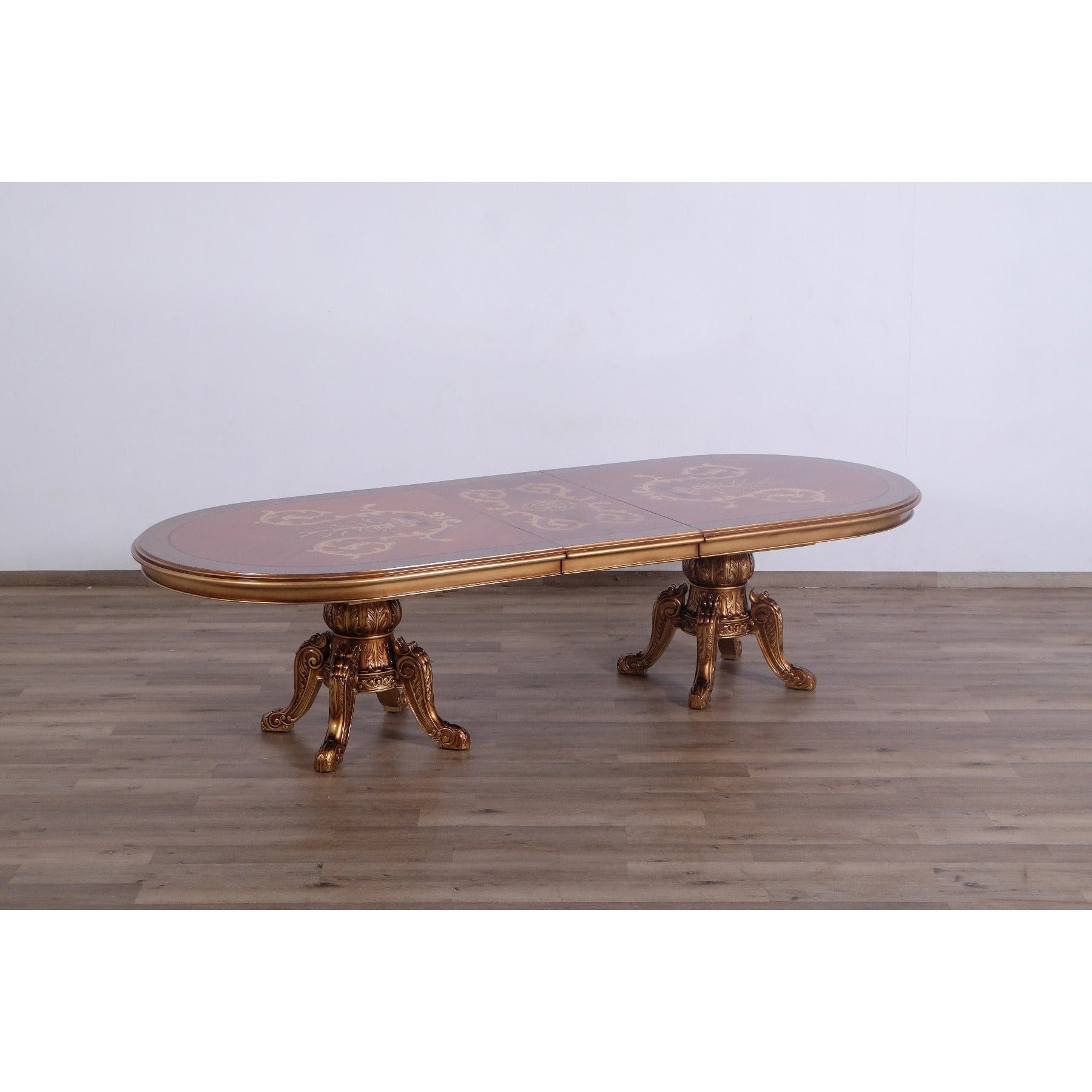 European Furniture - Maggiolini Dining Table in Brown and Gold Leaf - 61952-DT - New Star Living