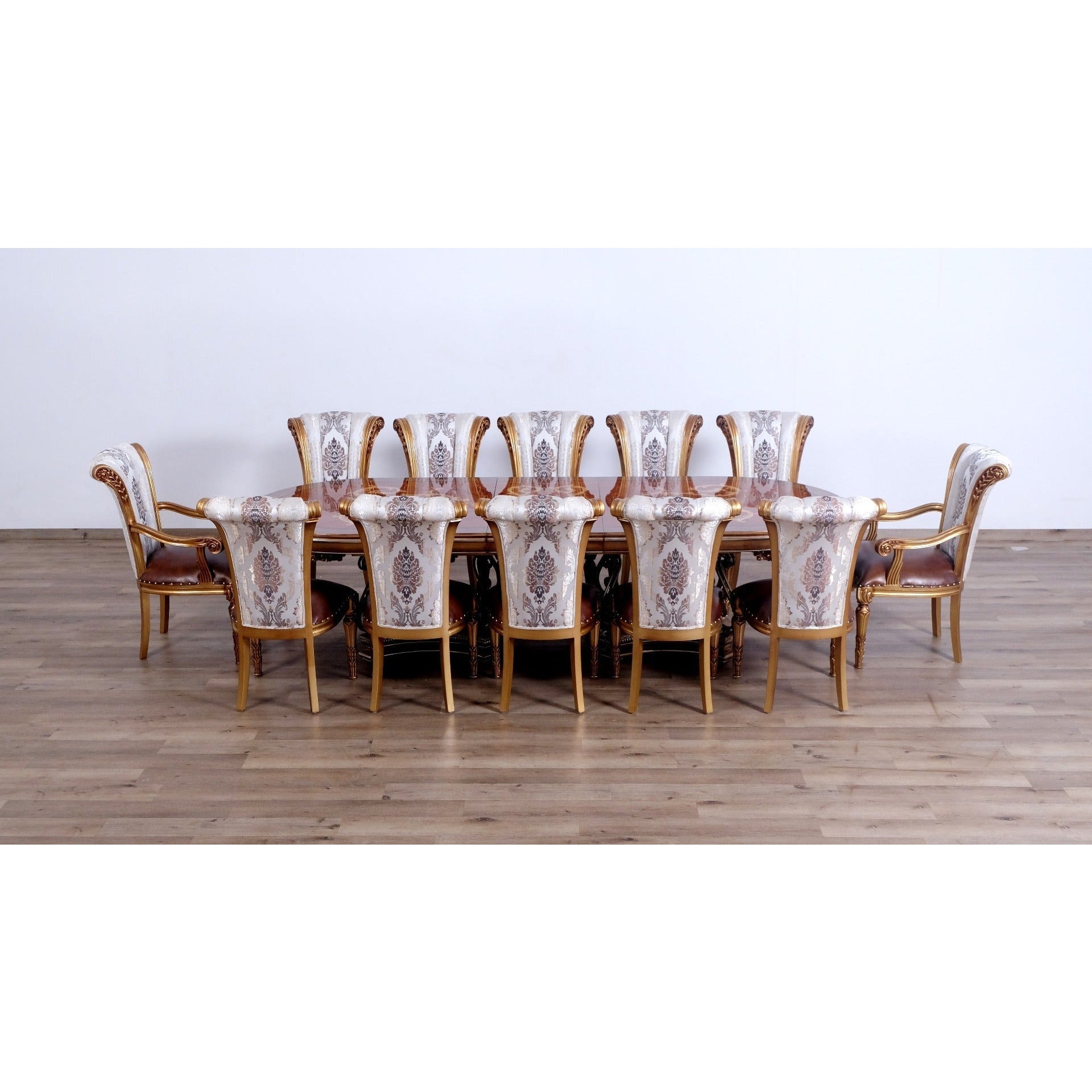 European Furniture - Valentina 11 Piece Dining Room Set in Brown - 51955-11SET - New Star Living
