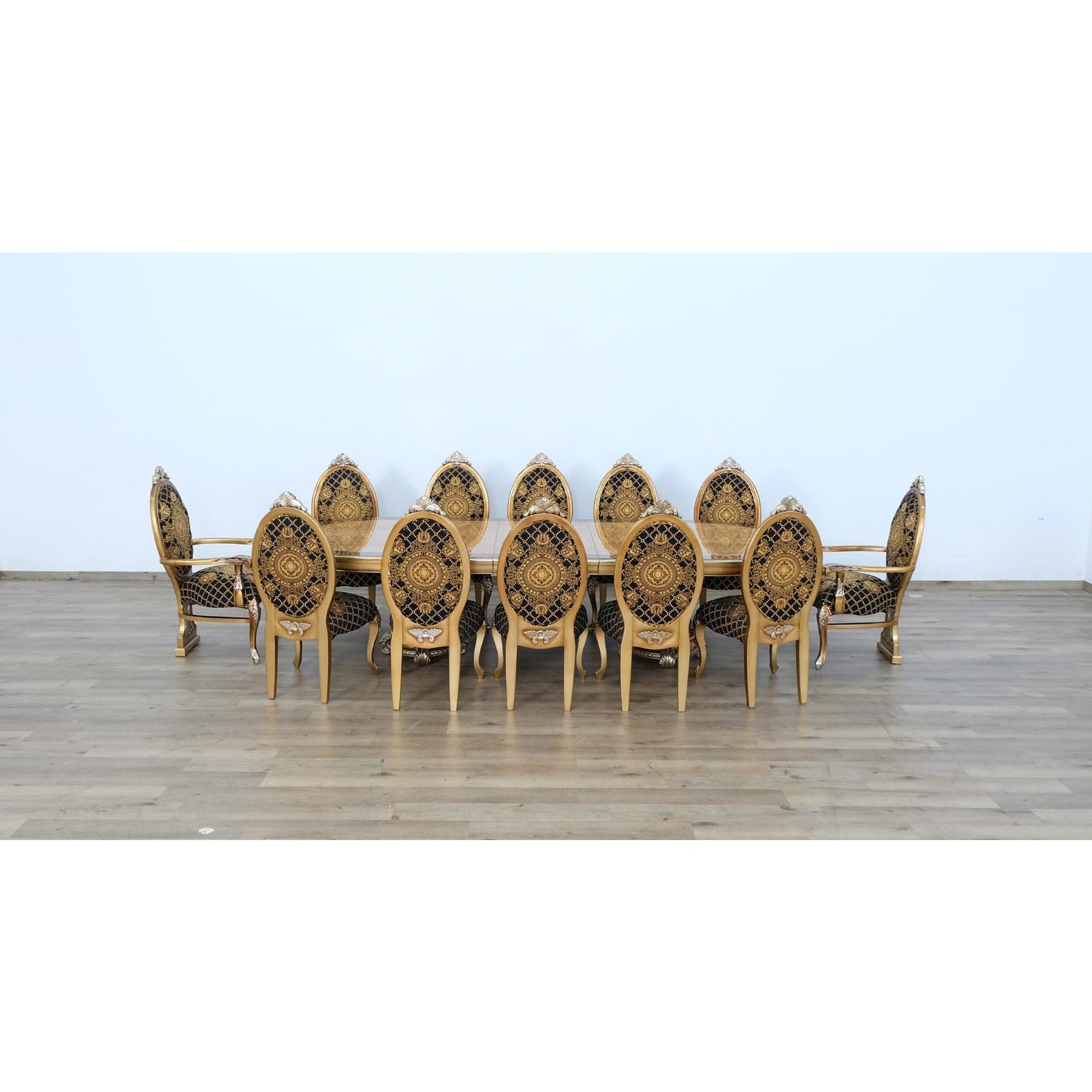 European Furniture - Emperador 9 Piece Dining Room Set in Black and Gold - 42034-9SET - New Star Living