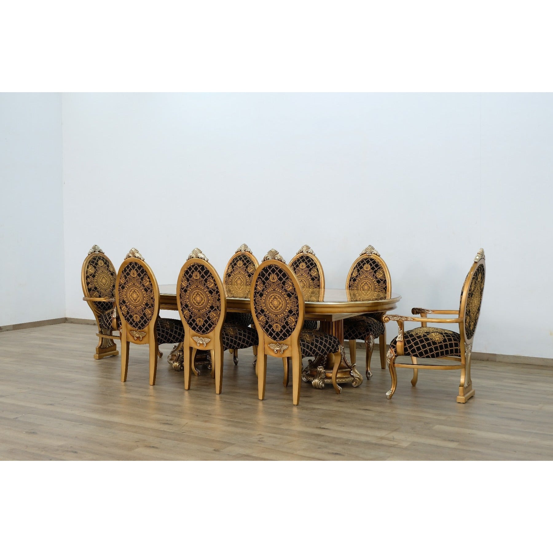 European Furniture - Emperador 7 Piece Dining Room Set in Black and Gold - 42034-7SET - New Star Living