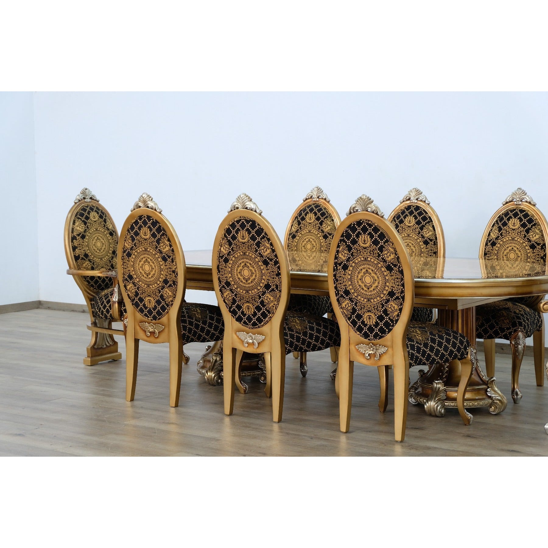 European Furniture - Emperador 11 Piece Dining Room Set in Black and Gold - 42034-11SET - New Star Living