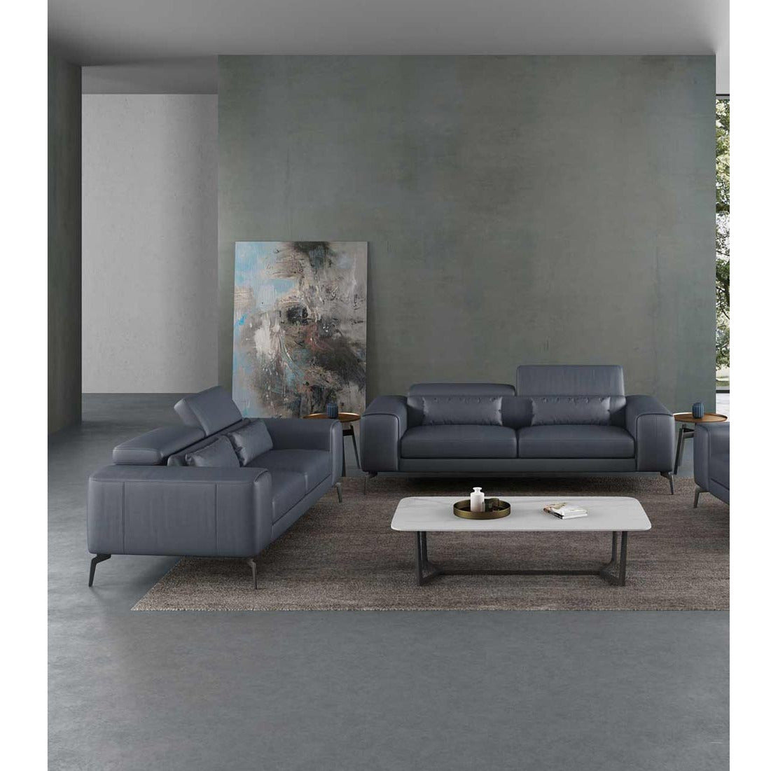 European Furniture - Cavour 2 Piece Living Room Set in Smokey Gray - 12550-2SET - New Star Living