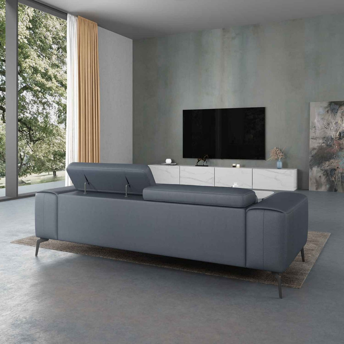 European Furniture - Cavour 3 Piece Living Room Set in Smokey Gray - 12550-3SET - New Star Living