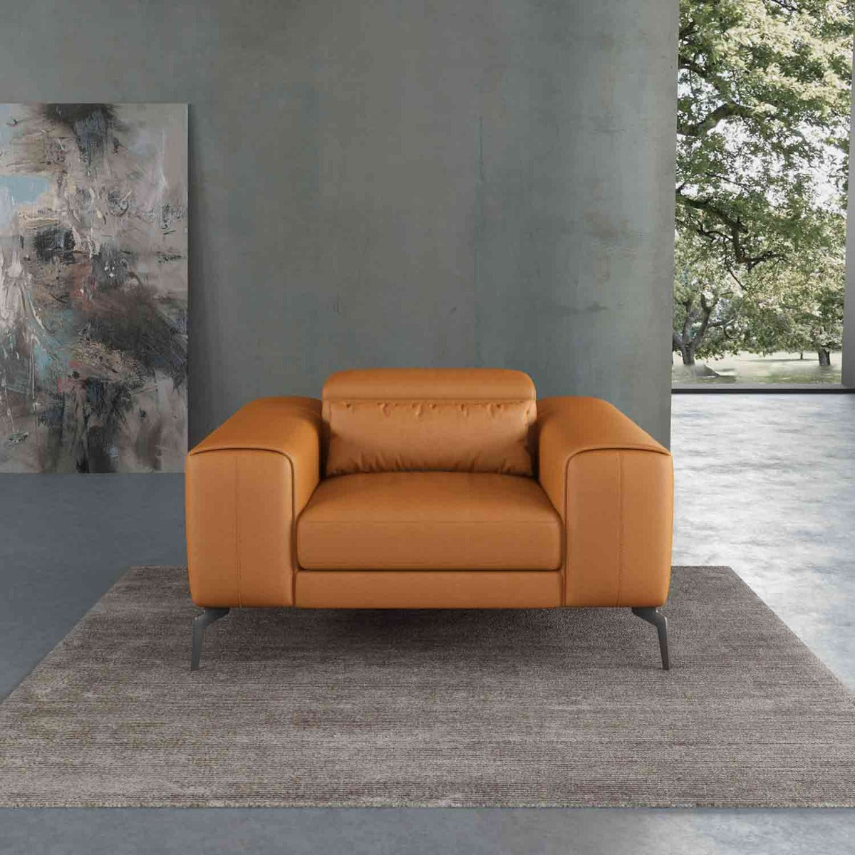 European Furniture - Cavour 3 Piece Living Room Set in Cognac - 12551-3SET - New Star Living