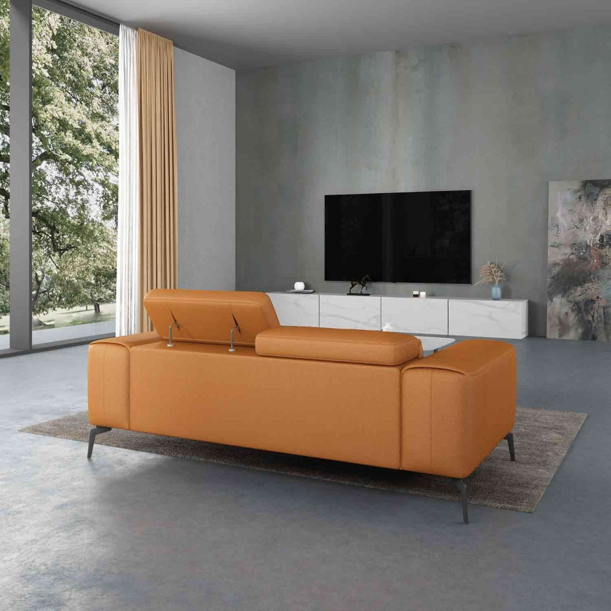 European Furniture - Cavour Loveseat in Cognac - 12551-L - New Star Living