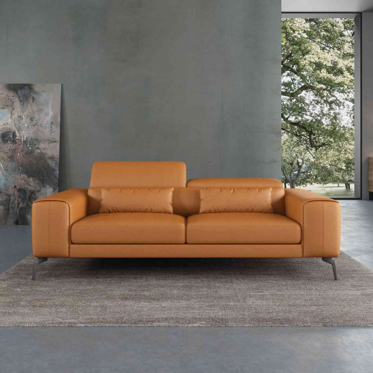 European Furniture - Cavour 2 Piece Living Room Set in Cognac - 12551-2SET - New Star Living