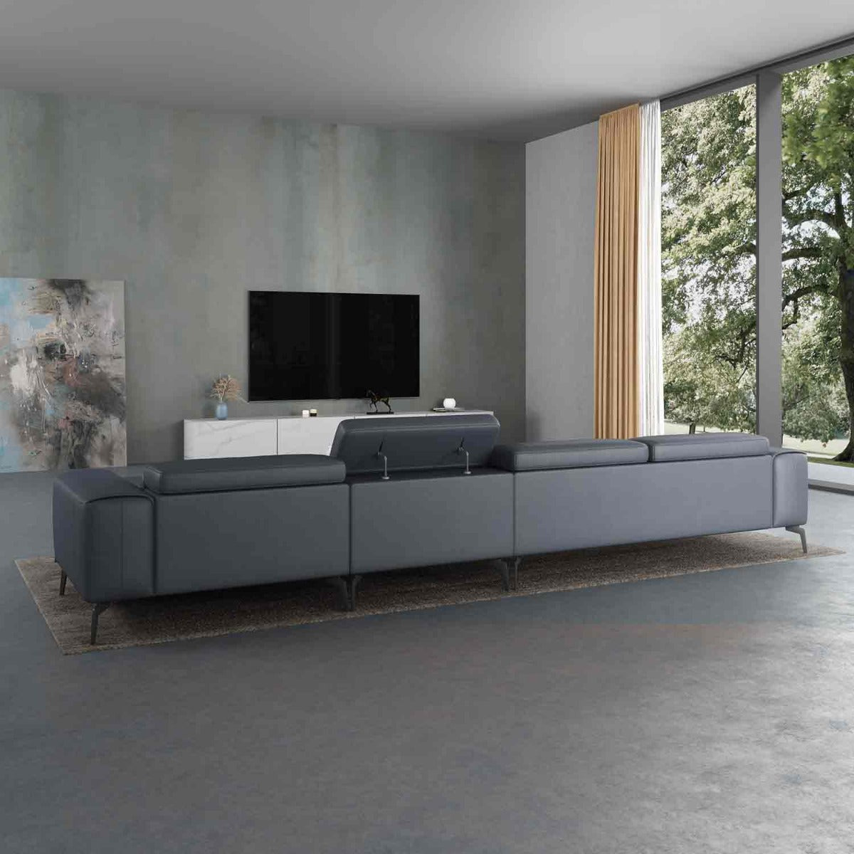 European Furniture - Cavour Mansion Right Hand Facing Sectional In Smokey Gray - 12554R-4RHF - New Star Living
