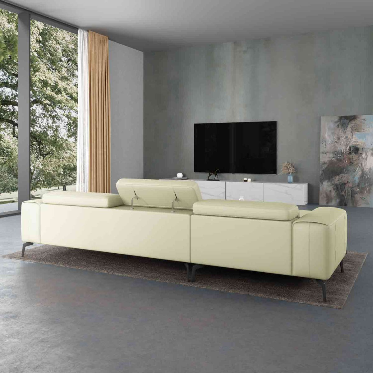 European Furniture - Cavour Left Hand Facing Sectional In off White - 12557L-3LHF - New Star Living