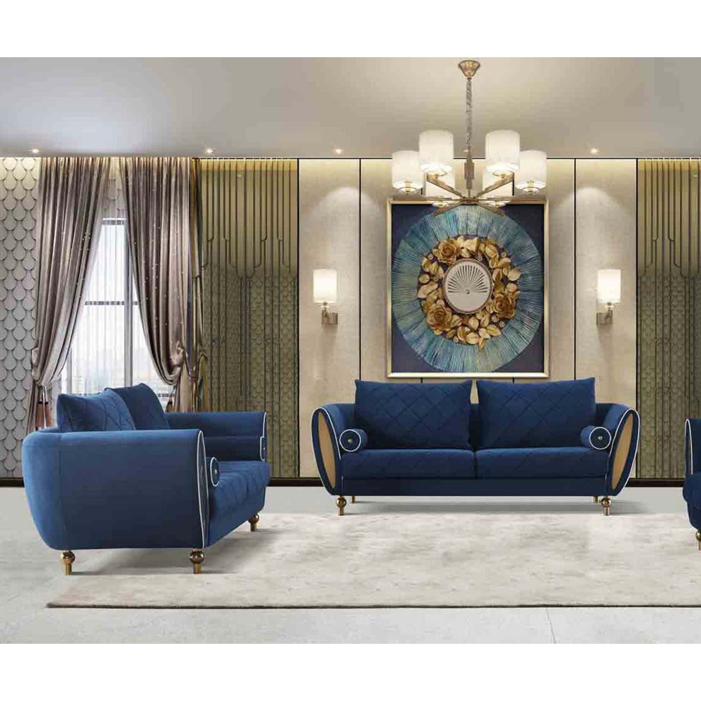 European Furniture - Sipario Vita Sofa in Blue - 22560-S - New Star Living