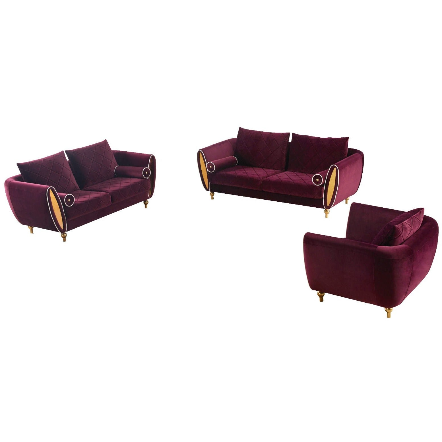 European Furniture - Sipario Vita 3 Piece Living Room Set in Purple - 22561-SET3 - New Star Living