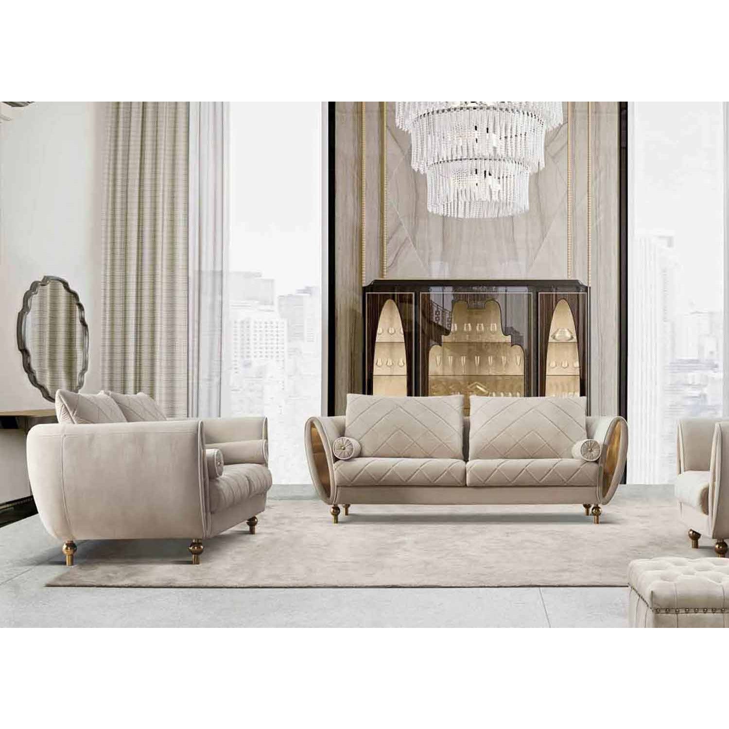 European Furniture - Sipario Vita 2 Piece Living Room Set in Beige - 22562-SET2 - New Star Living