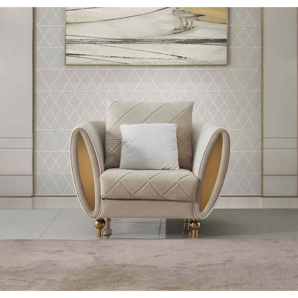 European Furniture - Sipario Vita 3 Piece Living Room Set in Beige - 22562-SET3 - New Star Living