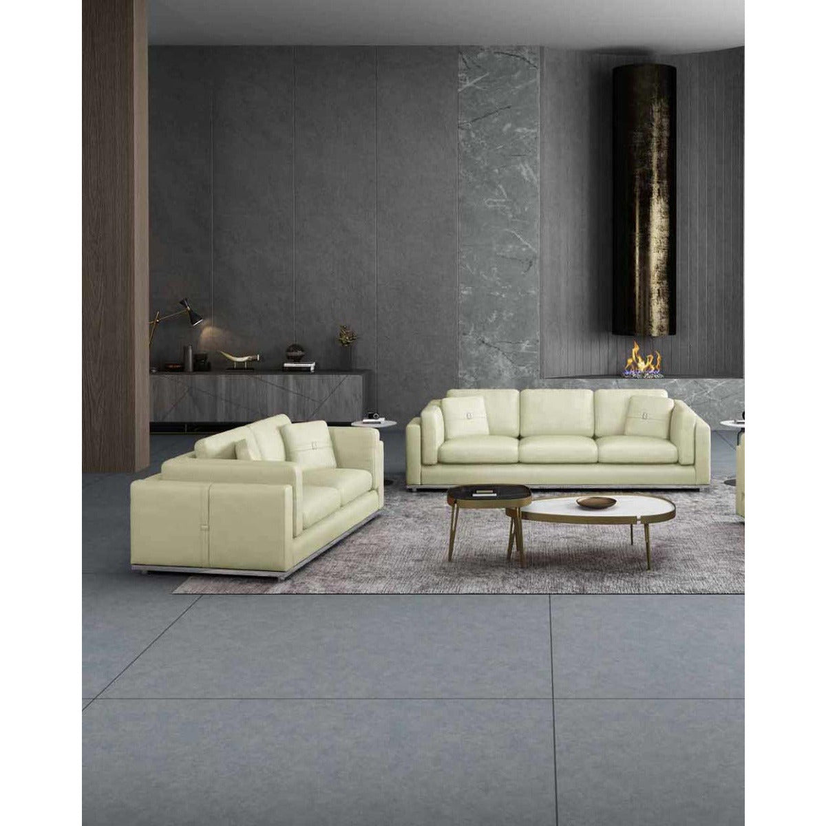European Furniture - Picasso 2 Piece Living Room Set in Off White - 25551-2SET - New Star Living