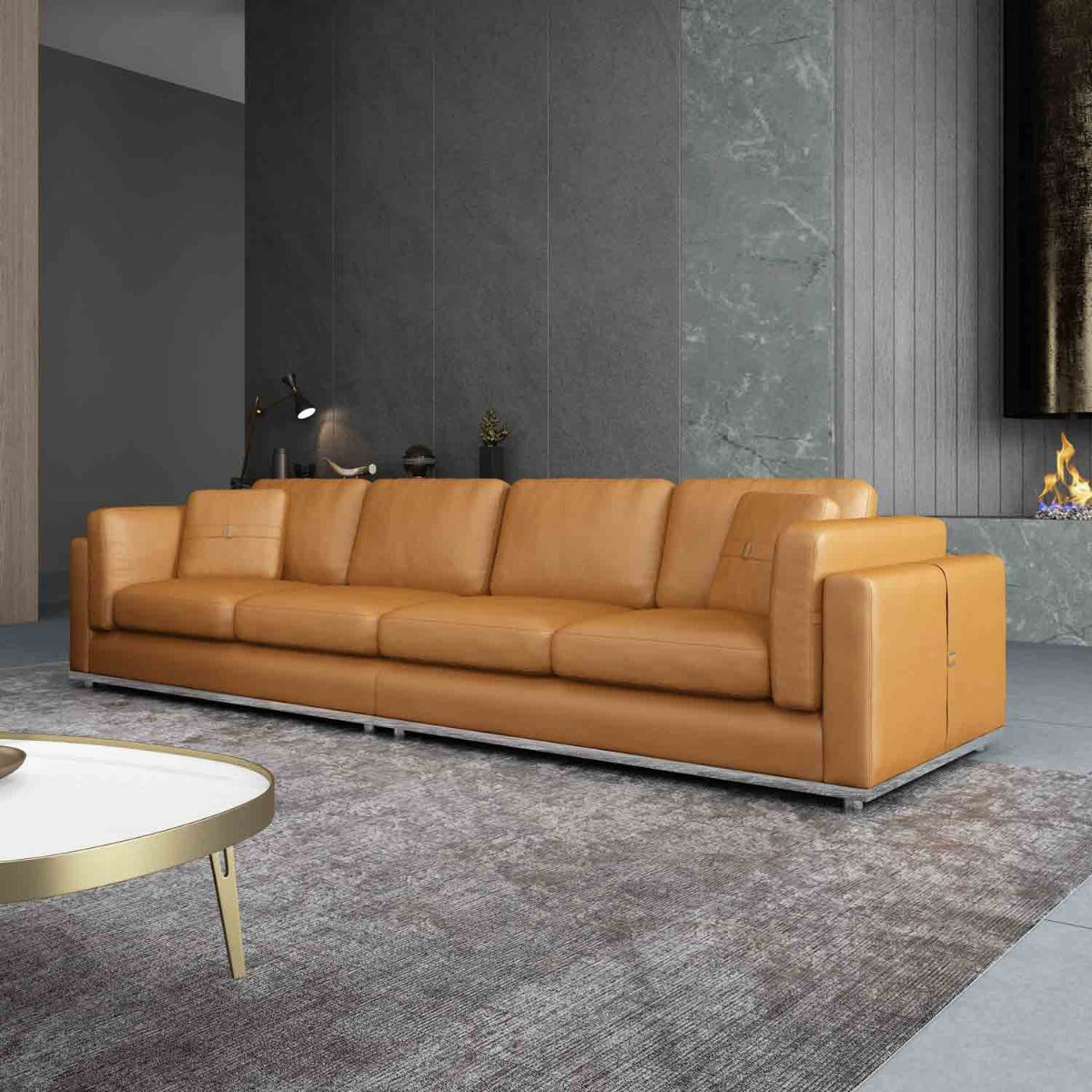 European Furniture - Picasso Oversize Sofa in Cognac - 25552-4S - New Star Living