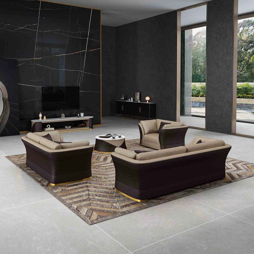 European Furniture - Vogue Loveseat in Beige-Chocolate - 27990-L - New Star Living