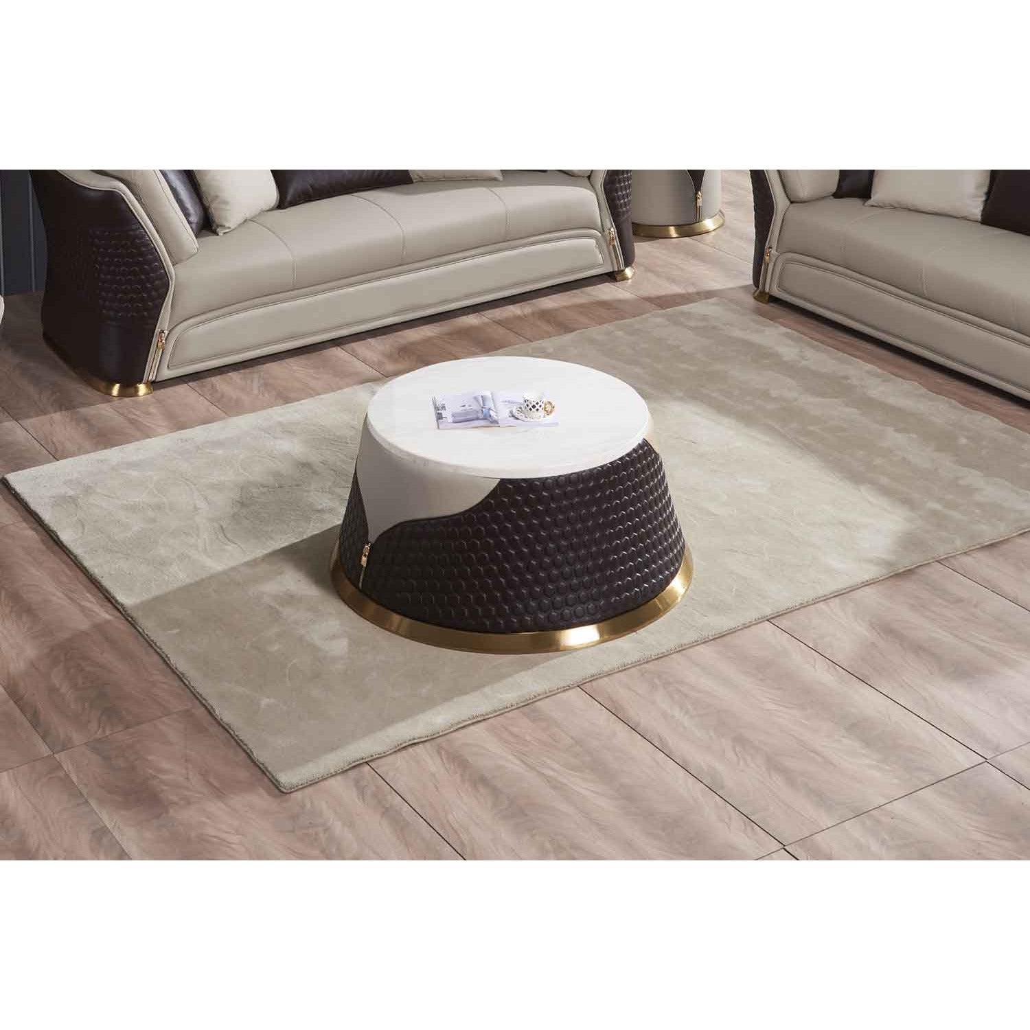 European Furniture - Vogue Coffee Table in Beige-Chocolate - 27990-CT - New Star Living