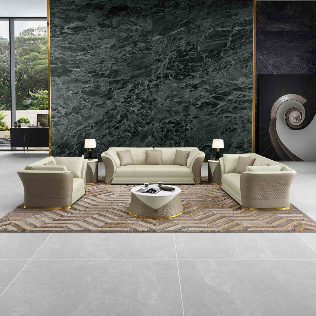 European Furniture - Vogue 3 Piece Living Room Set in Taupe-Beige - 27991-3SET - New Star Living